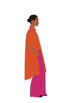 Stylish black woman wearing summer fashion outfit. vector