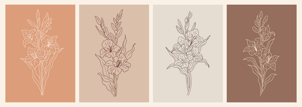 Four different flowers on a white background vector