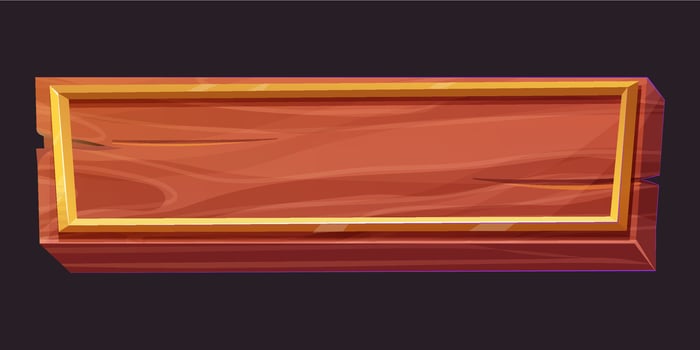 Golden frame wooden plank game medieval menu, user interface shiny border. Empty borders in medieval style, fantasy decoration different shapes isolated on dark background. vector