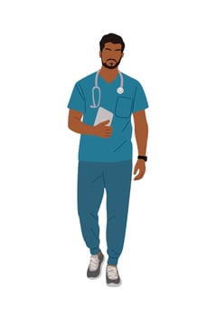 An illustration of a male doctor vector