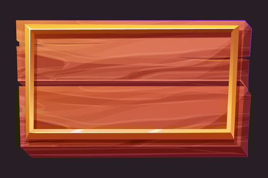 Golden frame wooden plank game medieval menu, user interface shiny border. Empty borders in medieval style, fantasy decoration different shapes isolated on dark background. vector