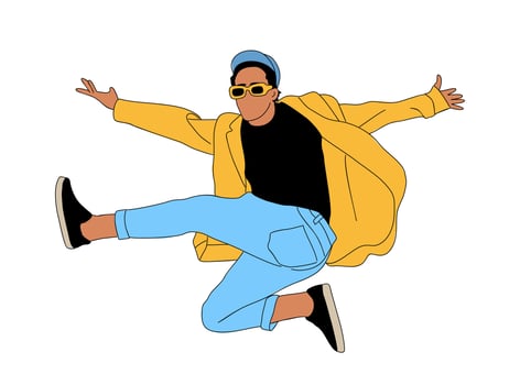 A cartoon man in a yellow jacket and sunglasses vector