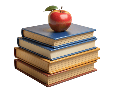 Stack of Books with Red Apple 3d Object png