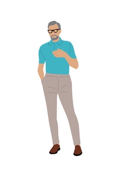 An illustration of a man in glasses and a blue shirt vector