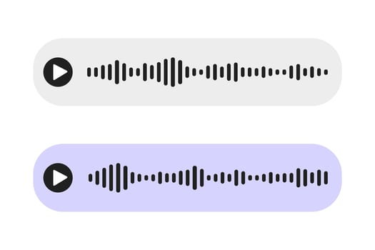 Sound record wave, talk, voice chat, phone app screen, audio player button isolated on white background. Simple media equalizer, podcast decibel sound track. vector