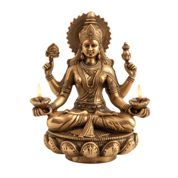 Brass statue of indian goddness Lakshmi png