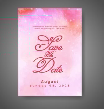 Wedding invitation with abstract watercolor background vector