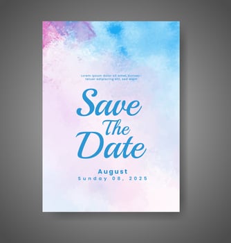 Wedding invitation with abstract watercolor background vector
