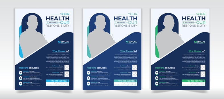Modern healthcare and medical flyer design layout template vector