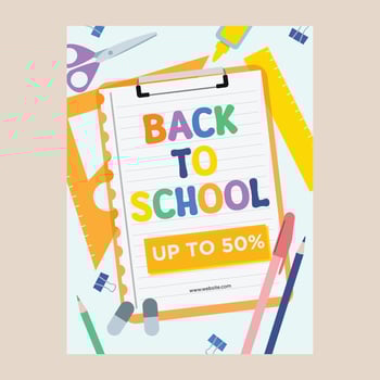 Flat back to school background with school supplies vector
