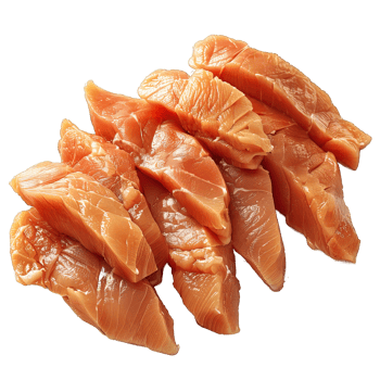 raw chicken slices isolated on transparent background , png