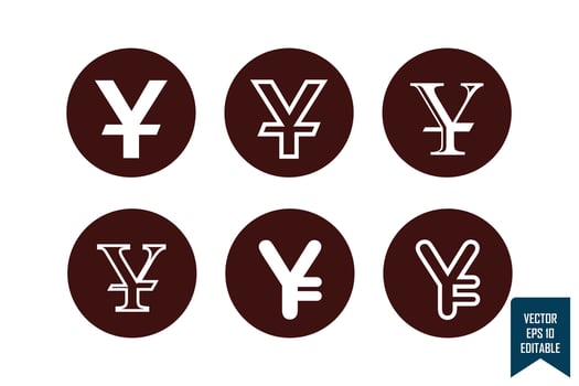 Yuan currency icon set vector