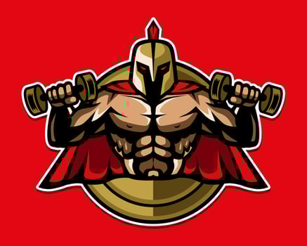 Spartan sport. Warrior mascot. Weightlifting vector