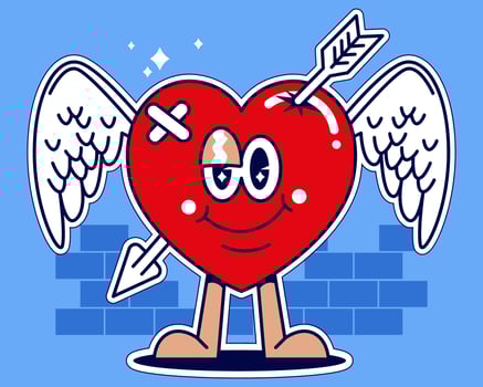 Love character. Cupid. Broken heart vector