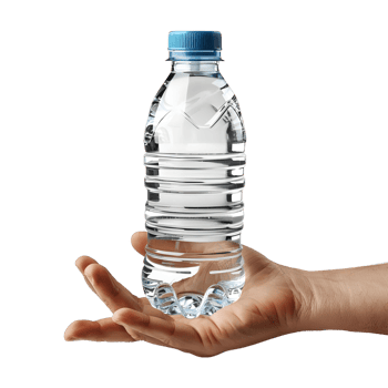 Water Bottle in Hand on Transparent Background png