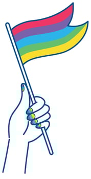 Hand Holding Rainbow Flag Pride Sticker Icon vector