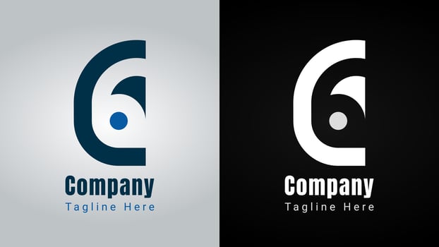 Letter E6 or 6E Logo, combination Letter E Negative Space number 6 vector