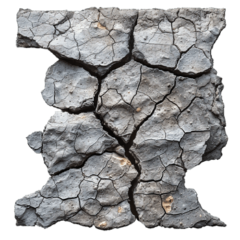 dry cracked soil isolated on transparent background , png