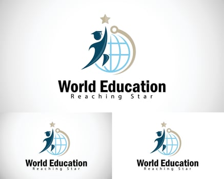 world education logo creative reaching star design concept globe technology vector