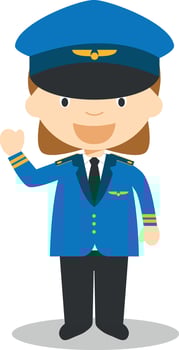 Cute cartoon illustration of a pilot. Women Professions Series vector