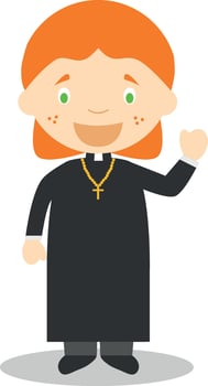 Cute cartoon illustration of a priest. Women Professions Series vector