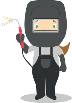 Cute cartoon illustration of a welder. Women Professions Series vector