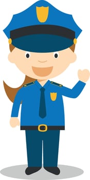 Cute cartoon illustration of a policewoman. Women Professions Series vector