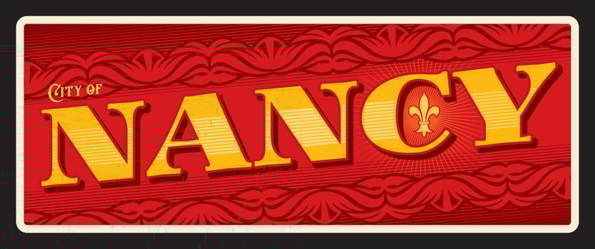 City of Nancy, vintage travel plate vector