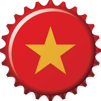 National flag of Vietnam on a bottle cap. Illustration vector