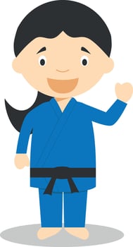 Sports cartoon illustrations. Judo female vector