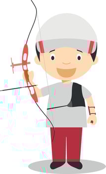 Sports cartoon illustrations. Archery vector