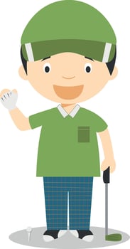 Sports cartoon illustrations. Golf vector