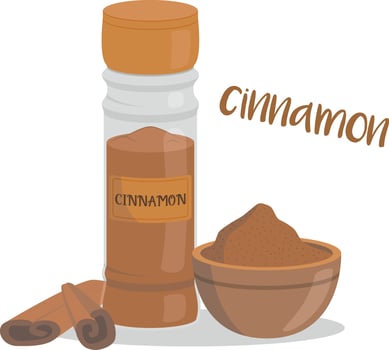 cinnamon illustration isolated in cartoon style. Herbs and Species Series vector