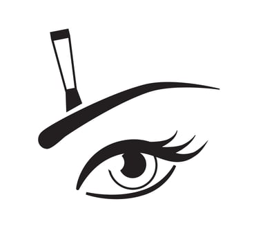 Eye icon with eyebrow brush. Brow makeup applying scheme vector