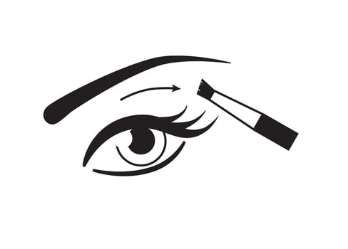 Female eye and make up brush icon. Eyeshadow applying simple scheme vector