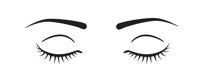 Closed eyes with eyelashes. Isolated on white vector
