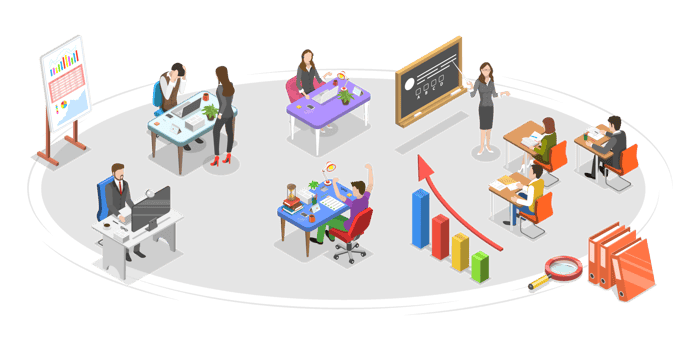 3D Isometric Flat Conceptual Illustration of Team Collaboration In Office png