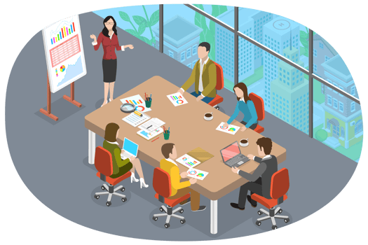 3D Isometric Flat Conceptual Illustration of Boardroom png