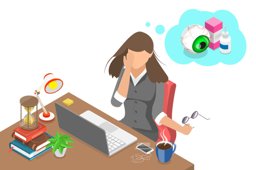 3D Isometric Flat Conceptual Illustration of Eye Fatigue png