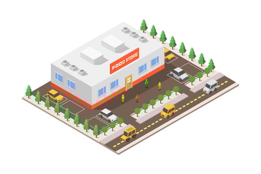 Food store isometric on white background vector