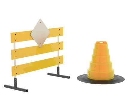 Road under construction sign isolated on background. 3d rendering - illustration png