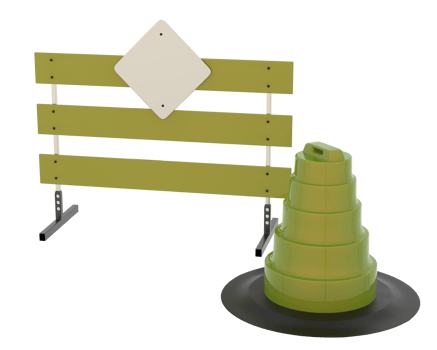 Road under construction sign isolated on background. 3d rendering - illustration png
