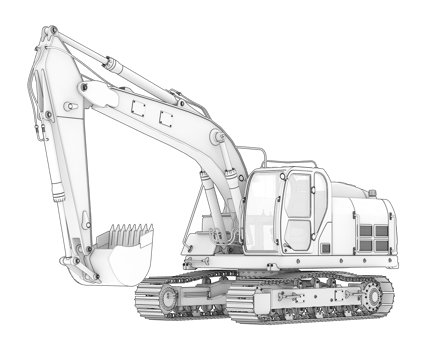 Track excavator isolated on background. 3d rendering - illustration png