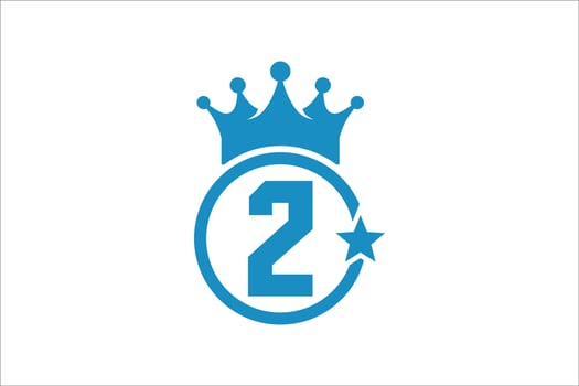 Flat number second two winner achievement champion award label logo template illustration vector