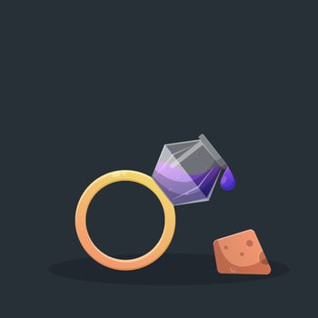 Ring with bottle of posion, danger ring gold ring vector