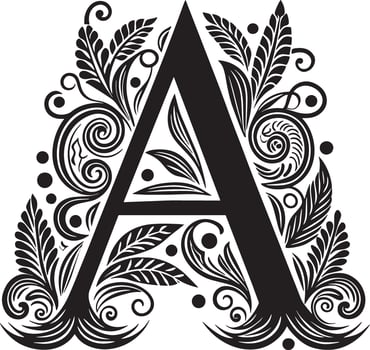 Decorative Alphabet illustration black and white illustration vector