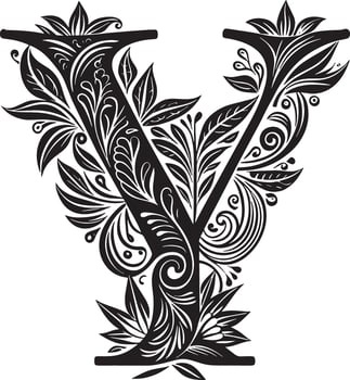 Decorative Alphabet illustration black and white illustration vector