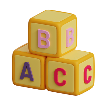 education icon, alphabet block 3d png