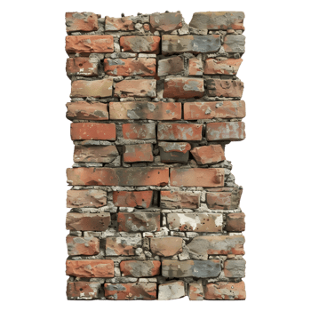Wall Made with Bricks on Transparent Background png