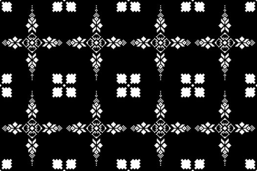 Pixel pattern ethnic oriental traditional. design fabric pattern textile African Indonesian Indian seamless Aztec style abstract illustration vector